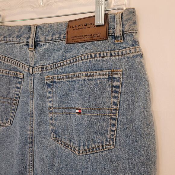 Tommy Hilfiger Jeans Pencil Skirt 100% Cotton Size 8 Front Slit Midi - Picture 3 of 7